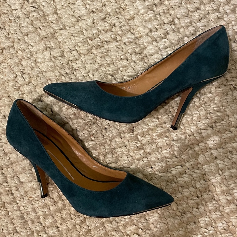 Dolce Vita Yani Teal Emerald suede Stiletto Pumps